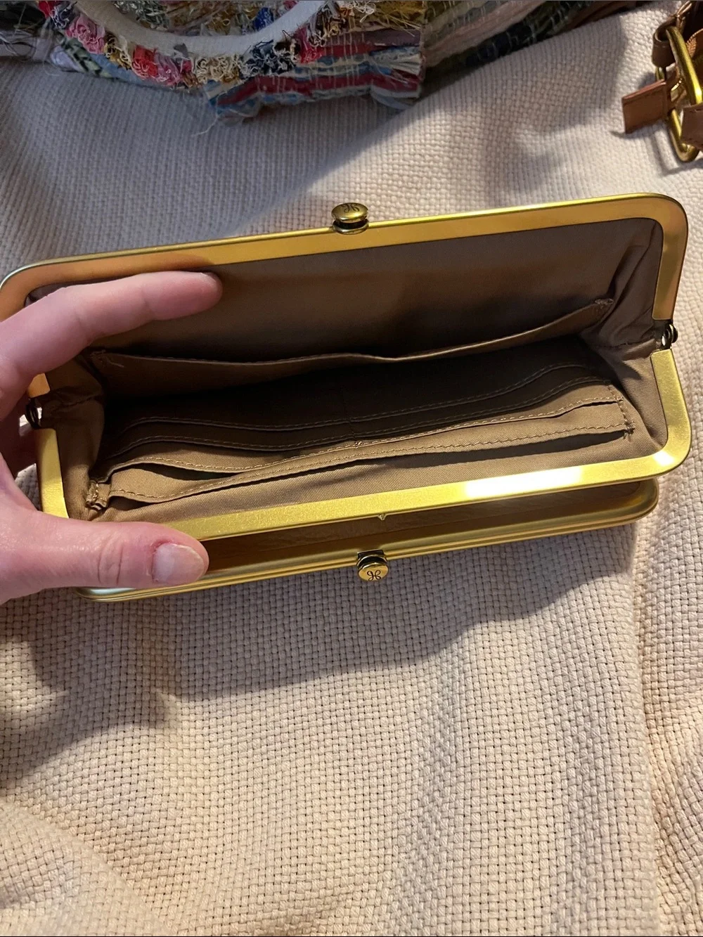 HOBO Leather Frame Clutch Wallet - Tan
